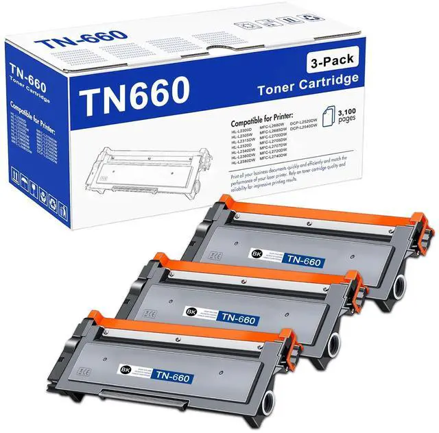 Main image of TN660 Toner Cartridge High Yield Replacement for Brother TN660 TN-660 TN630 TN-630 for MFC-L2700DW HL-L2300D HL-L2360DW HL-L2320D HL-2340DW HL-2380DW DCP-L2540DW Printer (Black, 3 Pack)