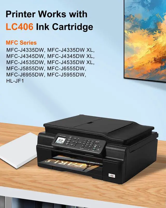 Alt view image 3 of 7 - LC406 Ink Cartridges for Brother Printer(4-Pack) - Compatible Replacement for Brother LC406 Ink Cartridges LC406XL LC 406 406XL Ink MFC-J4335DW MFC-J5855DW MFC-J4535DW MFC-J6555DW MFC-J6955DW Printer