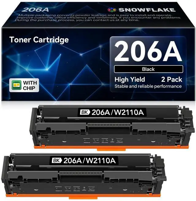 Main image of 206A Toner Cartridge (with Chip) Compatible 206A W2110A Replacement for HP Color Pro MFP M283 M283fdw M283fdn M283cdw Pro M255 M255dw Printer (2 Black)