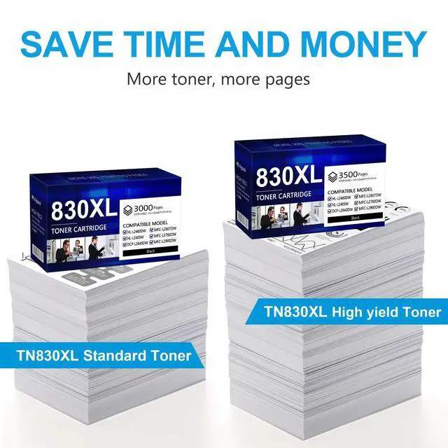 Alt view image 3 of 7 - TN830XL Toner Cartridge Replacement for Brother TN830 TN830XL TN 830 Toner Cartridges to use with HL-L2460DW DCP-L2640DW HL-L2400D HL-L2480DW HL-L2405W MFC-L2820DW Printer (2 Black)