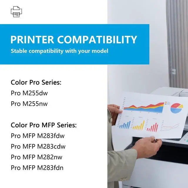 Alt view image 2 of 7 - 206A Black Toner Cartridges High Yield Replacement for HP 206A W2110A Toner for Color Pro MFP M283fdw M282nw M283fdn Pro M255dw M255nw Printer