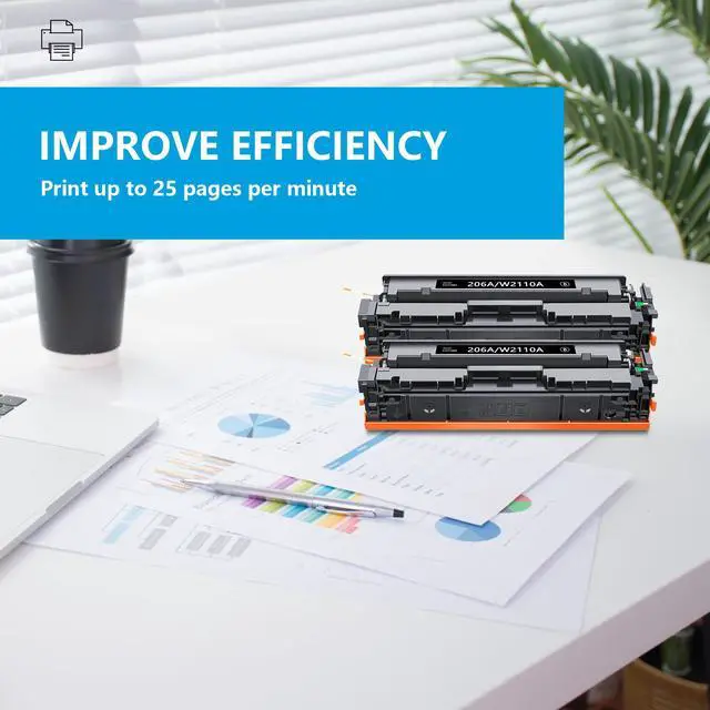 Alt view image 5 of 7 - 206A Black Toner Cartridges High Yield Replacement for HP 206A W2110A Toner for Color Pro MFP M283fdw M282nw M283fdn Pro M255dw M255nw Printer