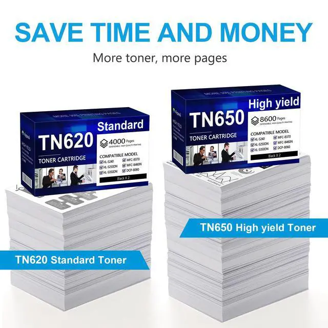 Alt view image 3 of 7 - TN-650 High Yield Toner Cartridge Black Replacement for Brother TN650 Toner Cartridge TN650XL HL-5240 HL-5250DN MFC-8370 MFC-8460N DCP-8060 Toner (2 Pack)