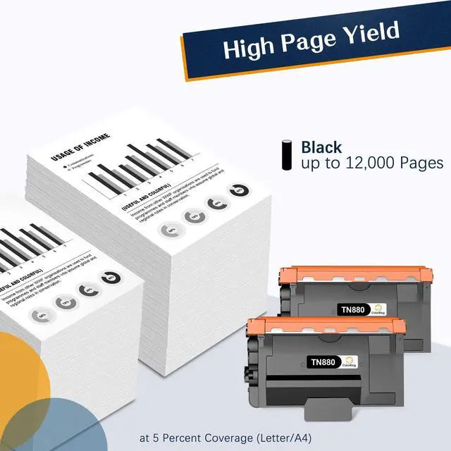 Alt view image 3 of 7 - Compatible Toner Cartridge Replacement for Brother TN880 TN 880 TN-880 for HL-L6200DW MFC-L6700DW MFC-L6800DW HL-L6300DW HL-L6200DWT HL-L6300DW MFC-L6900DW High Yield Printer (Black, 2-Pack)