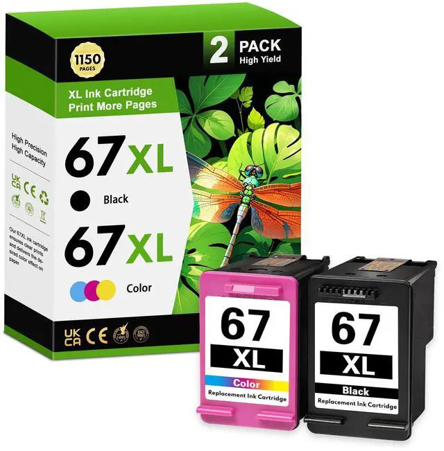 Main image of 67XL Ink Cartridges Black Color Combo Pack Replacement for HP Ink 67 67XL for Envy 6400 6452e 6055e 6455e 6458e deskjet 2700 2700e 2855e 4255e 2755e Printer (2Pack)