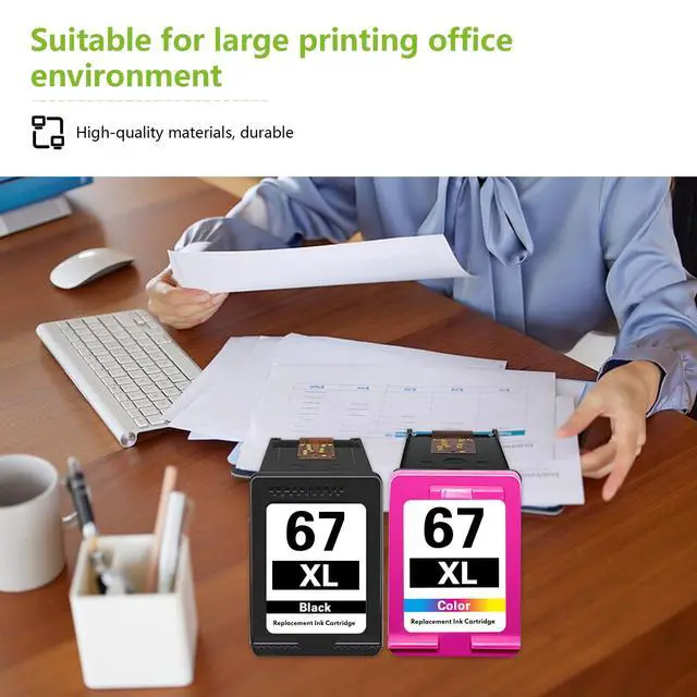 Alt view image 6 of 6 - 67XL Ink Cartridges Black Color Combo Pack Replacement for HP Ink 67 67XL for Envy 6400 6452e 6055e 6455e 6458e deskjet 2700 2700e 2855e 4255e 2755e Printer (2Pack)