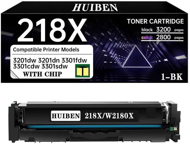 Main image of 218X 218A Toner Cartridges(1BK) High Yield (with Chip) Replacement for Compatible with HP Color Laserjet Pro 3201dw MFP 3301fdw 3301cdw 3301sdw Printer Ink W2180X (1-Black)