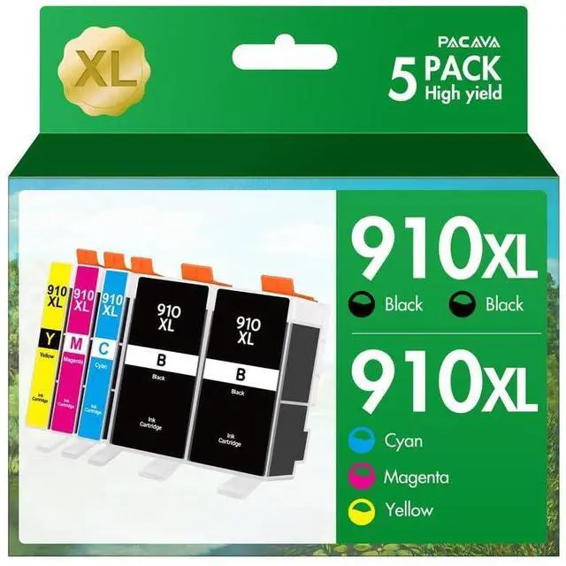 Main image of 910XL Ink Cartridges for HP Printers for HP 910XL Ink Cartridges Combo Pack to Work with HP OfficeJet Pro 8020 8025 8028 8035 Printers (2Black, Cyan, Magenta, Yellow, 5 Pack)