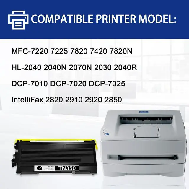 Alt view image 2 of 7 - TN350 TN-350 Toner Cartridge Replacement for TN350 Toner to Use with DCP-7010 DCP-7020 HL-2030 HL-2040 Intellifax 2820 Intellifax 2920 Printer (Black, 2 Pack)