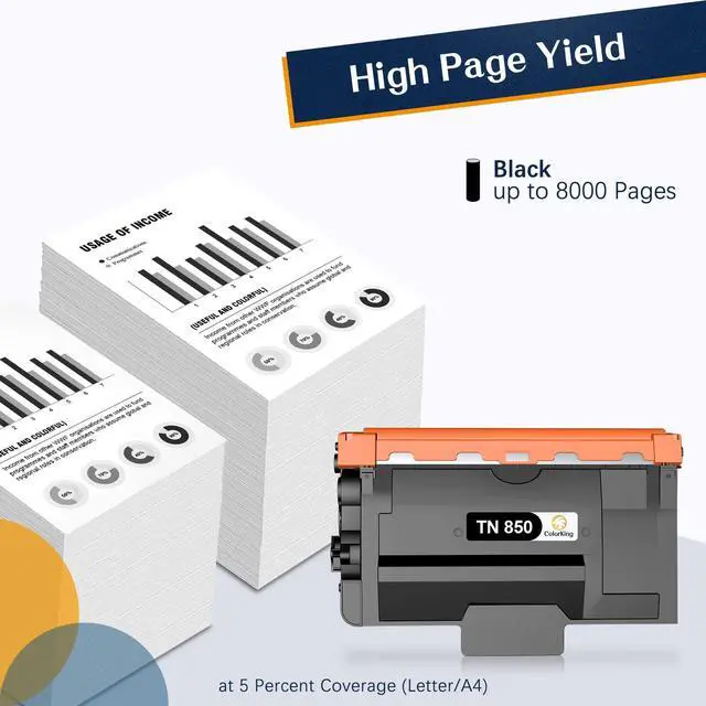 Alt view image 3 of 7 - Compatible Toner Cartridge Replacement for Brother TN850 TN 850 TN-850 TN820 TN 820 TN-820 for Brother HL-L6200DW HLL6200DW MFC-L5900DW MFC-L5700DW HL-L5200DW MFC-L5850DW Toner (2 Black)