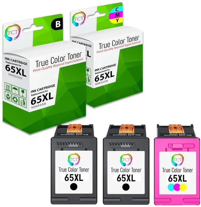 Main image of 65XL Ink Cartridge 3 Pack - Compatible Replacement for HP 65XL N9K04AN N9K03AN High Yield Works with HP Deskjet 3720 3730 3755 Printers (Black Tri-Color)