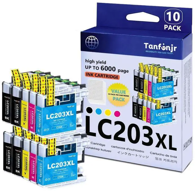 Main image of LC203XL High Yield Ink Cartridges Combo Pack 10-Pack (4BK/2C/2M/2Y) Replacement for Brother MFC-J480DW MFC-J880DW MFC-J4420DW MFC-J680DW MFC-J885DW Printer Ink