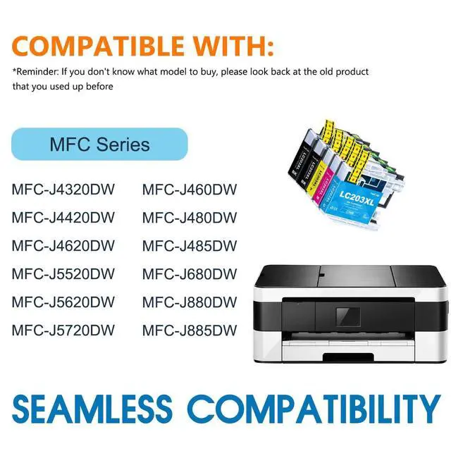 Alt view image 2 of 7 - LC203XL High Yield Ink Cartridges Combo Pack 10-Pack (4BK/2C/2M/2Y) Replacement for Brother MFC-J480DW MFC-J880DW MFC-J4420DW MFC-J680DW MFC-J885DW Printer Ink