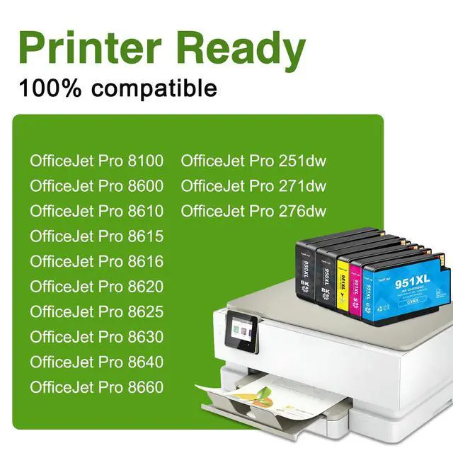 Alt view image 2 of 7 - 950XL 951XL Ink Cartridge Combo Pack (2Black,1Cyan,1Magenta,1Yellow) Replacement for HP 950 XL 951 XL, Works with OfficeJet Pro 8600 8610 8620 8100 8630 8660 8640 8615 251DW 276DW Printer