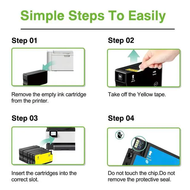 Alt view image 7 of 7 - 950XL 951XL Ink Cartridge Combo Pack (1Black,1Cyan,1Magenta,1Yellow) Replacement for HP 950 XL 951 XL, Works with OfficeJet Pro 8600 8610 8620 8100 8630 8660 8640 8615 251DW 276DW Printer