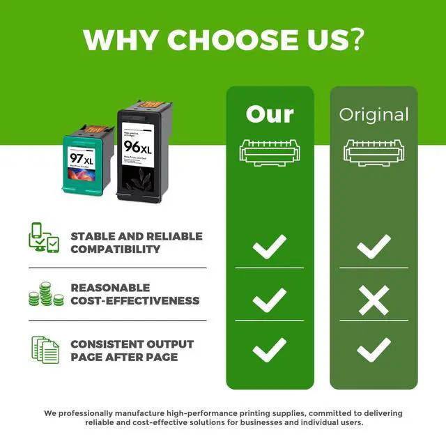 Alt view image 4 of 6 - 96 97 Ink Cartridges Replacement for HP 96/97 96XL 97XL Ink Deskjet 6940 5940 6840 6988 6980 Officejet 7310 7410 7210 Photosmart 8050 (2 Packs, 1 Black/1 Tri-Color)