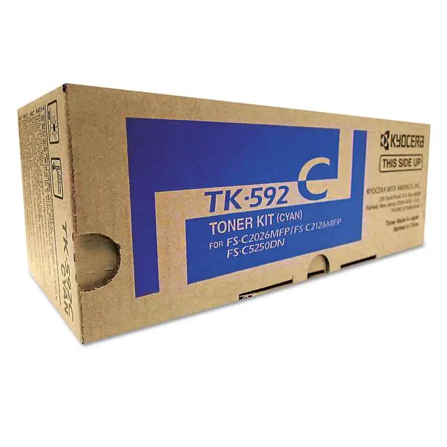 Main image of TK-592C 1T02KVCUS0 FS-C2026 C2126 C2526 C2626 C5250 M6026 6526 P6026 Toner Cartridge (Cyan) in Retail Packaging