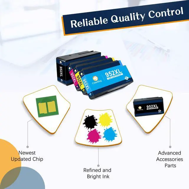 Alt view image 5 of 7 - Remanufactured 952 XL Ink Cartridges Replacement for HP 952XL Ink Cartridges Combo Pack for HP OfficeJet Pro 8710 8720 7740 7720 8210 8715 8725 8740 8702 Printer(Black,Cyan,Magenta,Yellow)