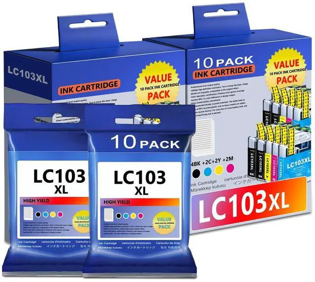 Main image of LC103XL High Yield Ink Cartridges 4-Pack (BK/C/M/Y) Replacement for Brother LC101 LC101XL LC103 LC103XL Ink, Work with MFC-J870DW MFC-J6920DW MFC-J6520DW Printer