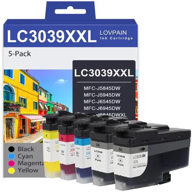Main image of LC3039 Ultra High-Yield Ink Cartridges (5-Pack, 2 Black/1 Cyan/Yellow/1 Magenta) Replacement for Brother LC3039XXL BK/C/M/Y Ink Cartridge use for MFC-J5845DW MFC-J5945DW MFC-J6545DW Printer