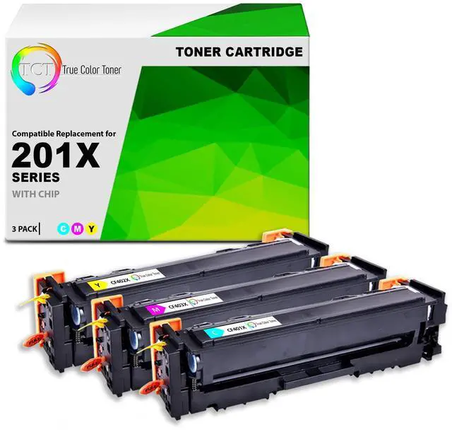 Main image of 201X Color Toner Cartridge 3 Pack - Compatible Replacement for HP 201X CF401X CF402X CF403X High Yield Works with HP Color LaserJet Pro M252DW M252N MFP M277DW M277N (Cyan Magenta Yellow)