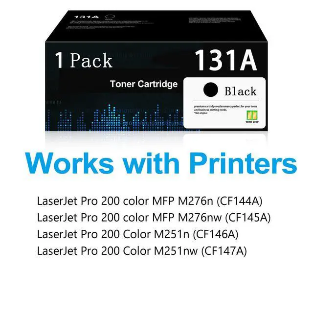 Alt view image 2 of 6 - 131A 1-Pack Black Toner Cartridge Replacement for HP 131A Toner Color LaserJet Pro 200 M251nw MFP M276nw M276n M251n Printer (with Chip)