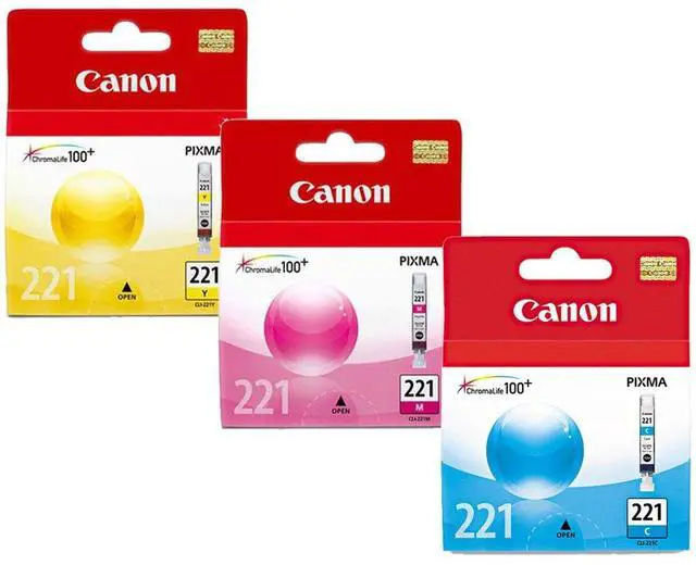 Main image of CLI-221 Standard Yield Ink Cartridge Set Colors Only, Cyan, Magenta, Yellow