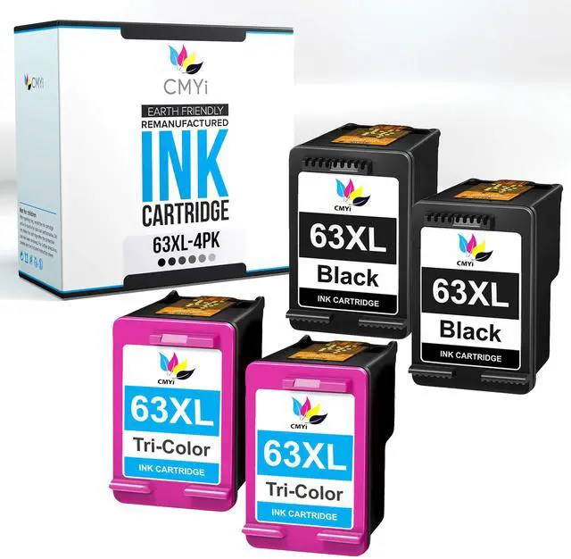Main image of Replacement 63XL Printer Ink Cartridges Combo Pack for HP Envy 4521, 4522, 4523, 4524, 4525, 4526, 4527, 4528, OfficeJet 3830, 3833, 3834, 3835, 3836, 4650, 4652 Printers (2 Black, 2 Color)