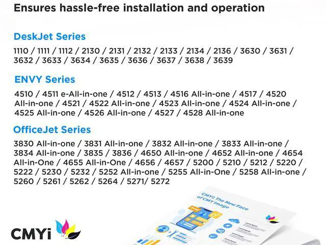 Alt view image 2 of 5 - Replacement 63XL Printer Ink Cartridges Combo Pack for HP Envy 4521, 4522, 4523, 4524, 4525, 4526, 4527, 4528, OfficeJet 3830, 3833, 3834, 3835, 3836, 4650, 4652 Printers (2 Black, 2 Color)
