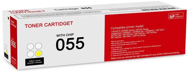 Main image of 1 Pack 055 3013C001 Yellow Toner Cartridge: Compatible CRG-055 Replacement for Canon i-SENSYS LBP660 MF740 Series ImageClass LBP664Cdw LBP664Cx MF740C MF741Cdw MF743Cdw MF746Cdw MF740 Series Printer