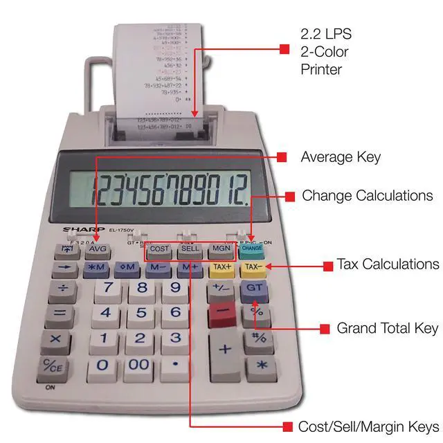 Alt view image 3 of 5 - El-1750V 12-Digit Desktop Printing Calculator, White
