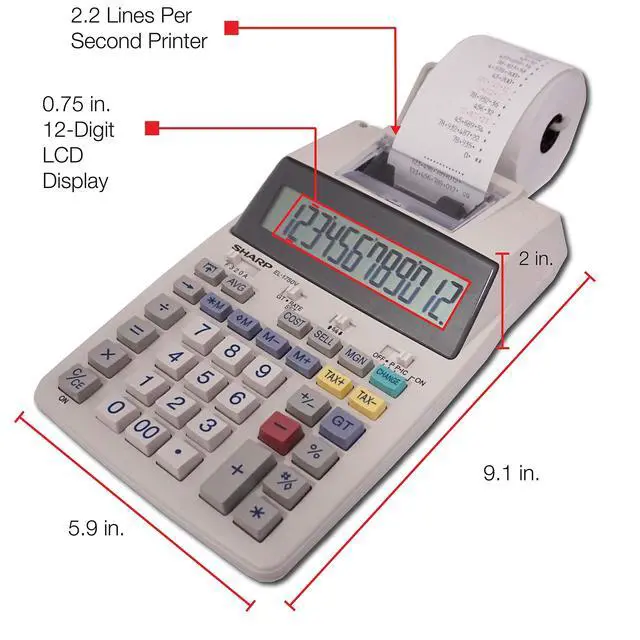 Alt view image 4 of 5 - El-1750V 12-Digit Desktop Printing Calculator, White