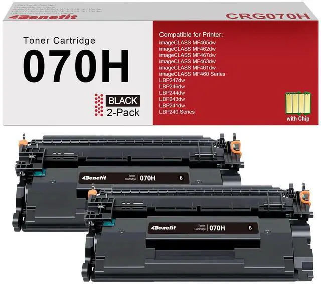 Main image of 070H Black High Yield Toner Cartridge CRG-070H 070 H with Chip 2-Pack | Toner Cartridge CRG070H Replacement for Canon 070H Toner Cartridge for imageCLASS MF465dw MF462dw LBP247dw LBP246dw Printer