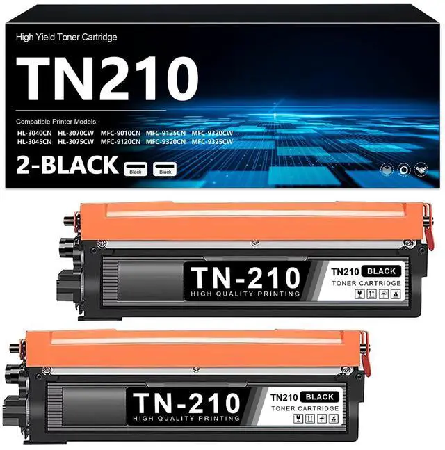 Main image of TN210 Toner Cartridge 2-Pack Replacement for Brother TN-210BK TN210 Black Toner Compatible with HL-3040CN HL-3045CN HL-3070CW HL-3075CW MFC-9010CN MFC-9120CN MFC-9125CN MFC-9320CW MFC-9325CW Printer
