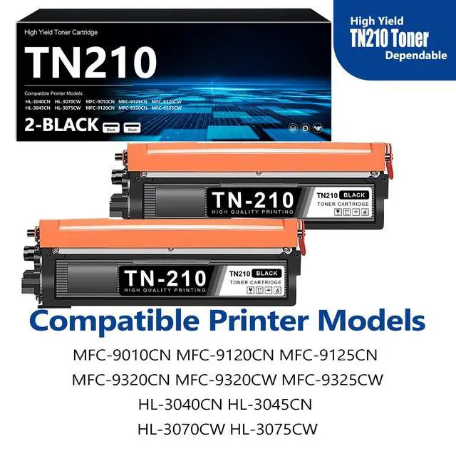 Alt view image 2 of 7 - TN210 Toner Cartridge 2-Pack Replacement for Brother TN-210BK TN210 Black Toner Compatible with HL-3040CN HL-3045CN HL-3070CW HL-3075CW MFC-9010CN MFC-9120CN MFC-9125CN MFC-9320CW MFC-9325CW Printer