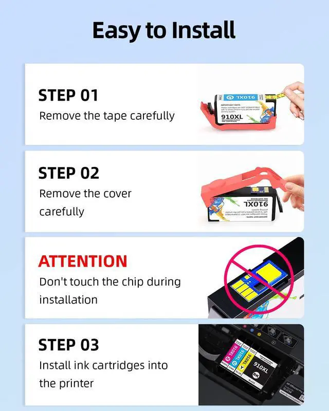 Alt view image 6 of 7 - 910XL Ink Cartridges Combo Pack,High Yield,Replacement for HP 910XL 910 XL,Works with HP OfficeJet Pro 8020 8025 8035 8028 8035 Printer,HP910,HP910XL
