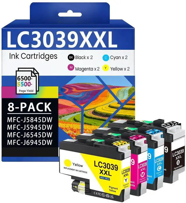 Main image of LC3039 LC3039XXL (8Pack, 2BK/2C/2M/2Y) Ink Cartridges High Yield Replacement for Brother LC3039BK LC3039C LC3039M LC3039Y Ink Cartridges MFC-J5845DW MFC-J6945DW MFC-J6545DW MFC-J5945DW Printer