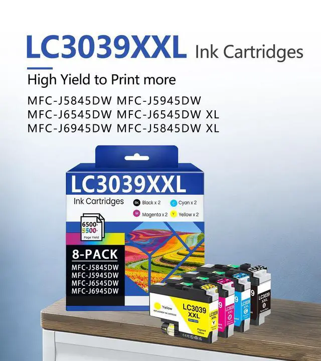 Alt view image 2 of 7 - LC3039 LC3039XXL (8Pack, 2BK/2C/2M/2Y) Ink Cartridges High Yield Replacement for Brother LC3039BK LC3039C LC3039M LC3039Y Ink Cartridges MFC-J5845DW MFC-J6945DW MFC-J6545DW MFC-J5945DW Printer