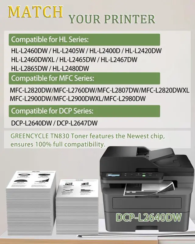 Alt view image 2 of 7 - TN830 Toner Cartridge 2-Pack Compatible Replacement for Brother TN 830 TN-830 Black Toner Use with DCP-L2640DW HL-L2400D HL-L2405W HL-L2460DW HL-L2480DW MFC-L2820DW L2820DWXL Printer