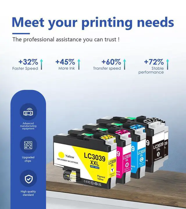 Alt view image 4 of 7 - LC3039 LC3039XXL (8Pack, 2BK/2C/2M/2Y) Ink Cartridges High Yield Replacement for Brother LC3039BK LC3039C LC3039M LC3039Y Ink Cartridges MFC-J5845DW MFC-J6945DW MFC-J6545DW MFC-J5945DW Printer