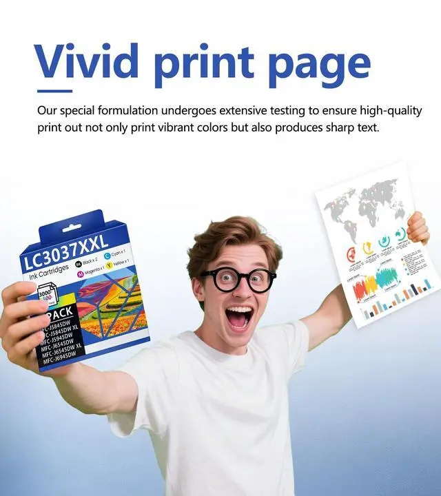 Alt view image 5 of 7 - LC3037XXL Ink Cartridges High-Yield LC3037BK LC3037C LC3037M LC3037Y Replacement for Brother MFC-J5945DW MFC-J5845DW MFC-J5845DWXL MFC-J6545DW MFC-J6545DWXL MFC-J6945DW Printers (5 Pack)
