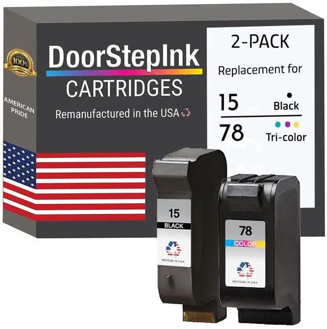 Main image of 15 Black & 78 Color Remanufactured Ink Cartridge Replacement for HP 15/78 - Compatible with DeskJet 920C/940C/3810/3816/3820 - High Yield 2-Pack