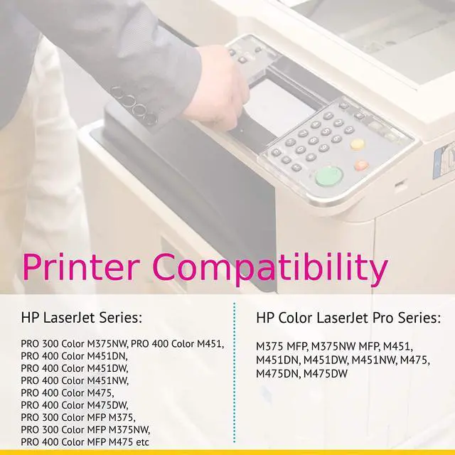 Alt view image 5 of 6 - CS Replacement Toner Cartridge Compatible with HP 305A (CE410X, CE411A, CE412A, CE413A),Pro 400 Color M451DN, M451DN, M451DW, M451NW, M475DN, Color Pro 300 M375 MFP, M375NW 4 Color Set