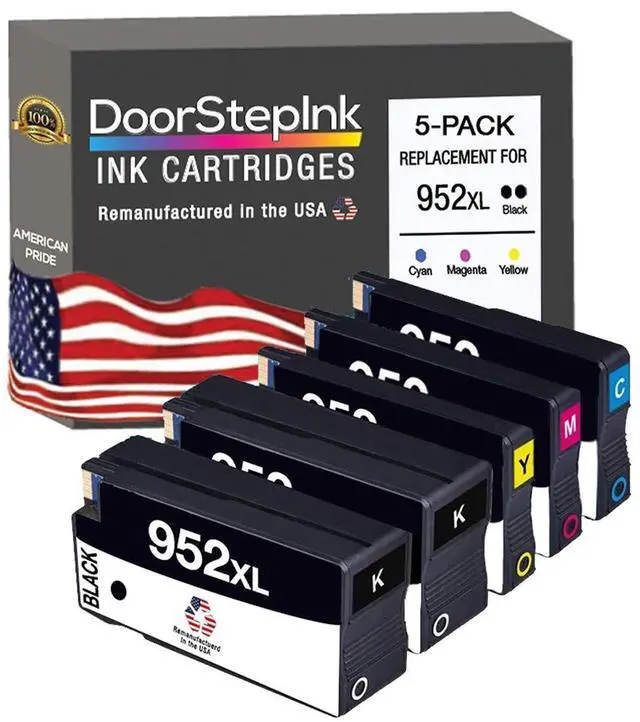 Main image of 952XL 2 Black, 1 Cyan, Magenta, Yellow Remanufactured Ink Cartridge Replacement for HP 952XL Compatible with OfficeJet 7740/8715 / 8216/8719 High Yield 5-Pack