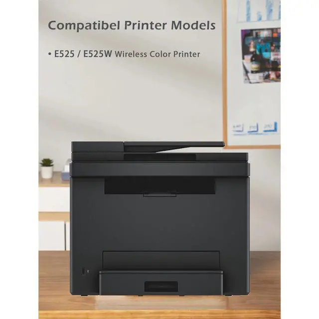 Alt view image 2 of 6 - E525W Toner Cartridge Replacement for Dell E525 525w to use with DELL E525w Wireless Color Printer for 593-BBJX 593-BBJU 593-BBJV 593-BBJW (Black Cyan Magenta Yellow, 4 Pack)