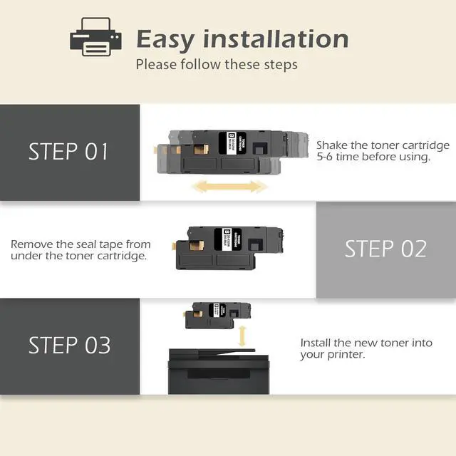 Alt view image 5 of 6 - E525W Toner Cartridge Replacement for Dell E525 525w to use with DELL E525w Wireless Color Printer for 593-BBJX 593-BBJU 593-BBJV 593-BBJW (Black Cyan Magenta Yellow, 4 Pack)