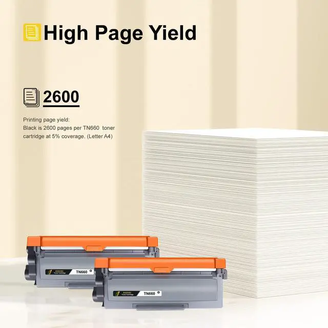 Alt view image 3 of 6 - Compatible Toner Cartridge Replacement for Brother TN660 (Black 2 Pack)