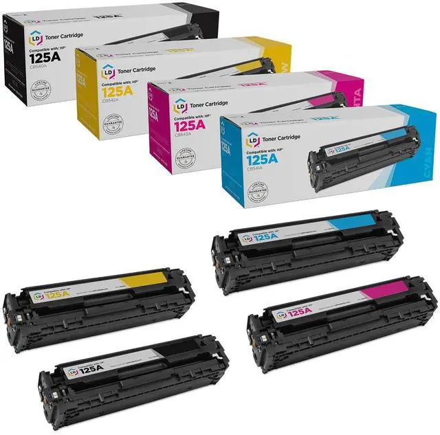Main image of Products Remanufactured Toner Cartridge Replacement for HP 125A (Black, Cyan, Magenta, Yellow, 4-Pack) Compatible with CM1312 MFP CM1312nfi CP1215 CP1515n CP1518ni