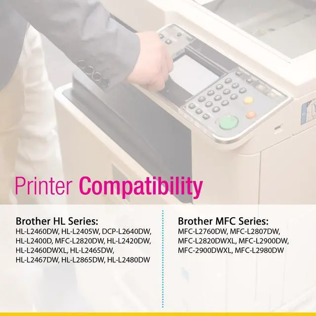Alt view image 5 of 6 - CS Replacement Compatible Toner Cartridge with Brother TN830XL for MFC-L2900DW, HL-L2460DW, MFC-2900DWXL, DCP-L2640DW, HL-L2405W, HL-L2400DL, MFC-L2980DW (Black, 2-Pack)