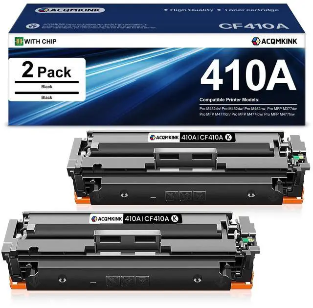 Main image of 410A CF410A Black Toner Cartridge Replacement for HP 410A CF410A Color Pro MFP M477fdn M477fdw M477fnw; M452dn Printer Ink (2Pack)